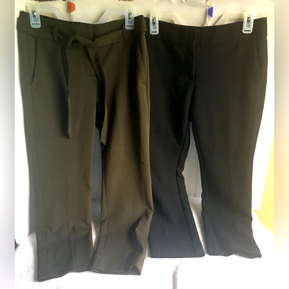 2 Loft Marisa Black/Olive Green Ankle Pants - Size 0P - Bundle Set